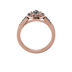 Anillo De Compromiso Halo Diamante Baguette Hal-018 Oro Rosado 18K Pera 2 Diamante Cultivado en Laboratorio
