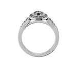 Anillo De Compromiso Halo Moissanita Baguette Hal-018 Platino Asscher 3 Moissanita Cultivado en Laboratorio