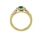 Anillo De Compromiso Halo Esmeralda Baguette Hal-018 Oro Amarillo 18K Esmeralda 0.5 Esmeralda Natural
