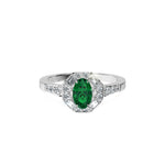 Anillo De Compromiso Halo Esmeralda Baguette Hal-018 Platino Oval 1.5 Esmeralda Natural