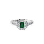 Anillo De Compromiso Halo Esmeralda Baguette Hal-018 Platino Esmeralda 1.5 Esmeralda Natural