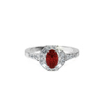 Anillo De Compromiso Halo Rubi Baguette Hal-018 Platino Oval 0.5 Rubi Natural