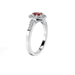 Anillo De Compromiso Halo Rubi Baguette Hal-018 Platino Esmeralda 0.5 Rubi Natural