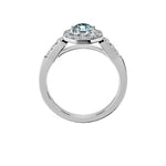 Anillo De Compromiso Halo Aguamarina Baguette Hal-018 Oro Blanco 18K Redondo 1 Aguamarina Natural