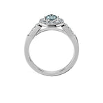 Anillo De Compromiso Halo Aguamarina Baguette Hal-018 Oro Blanco 18K Oval 1 Aguamarina Natural