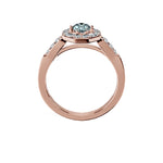 Anillo De Compromiso Halo Aguamarina Baguette Hal-018 Oro Rosado 18K Oval 1 Aguamarina Natural