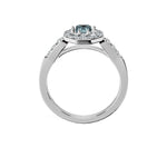 Anillo De Compromiso Halo Aguamarina Baguette Hal-018 Platino Esmeralda 1 Aguamarina Natural