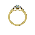 Anillo De Compromiso Halo Aguamarina Baguette Hal-018 Oro Amarillo 18K Oval 1.5 Aguamarina Natural