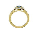 Anillo De Compromiso Halo Aguamarina Baguette Hal-018 Oro Amarillo 18K Esmeralda 1.5 Aguamarina Natural