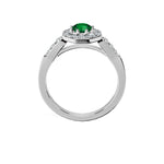 Anillo De Compromiso Halo Esmeralda Baguette Hal-018 Platino Redondo 1 Esmeralda Cultivado en Laboratorio