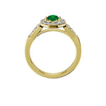 Anillo De Compromiso Halo Esmeralda Baguette Hal-018 Oro Amarillo 18K Oval 1.5 Esmeralda Cultivado en Laboratorio