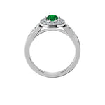 Anillo De Compromiso Halo Esmeralda Baguette Hal-018 Platino Oval 1.5 Esmeralda Cultivado en Laboratorio