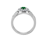 Anillo De Compromiso Halo Esmeralda Baguette Hal-018 Oro Blanco 18K Esmeralda 1.5 Esmeralda Cultivado en Laboratorio