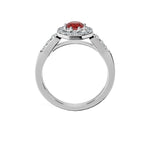 Anillo De Compromiso Halo Rubi Baguette Hal-018 Platino Redondo 1 Rubi Cultivado en Laboratorio