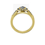 Anillo De Compromiso Halo Diamante Baguette Hal-018 Oro Amarillo 18K Oval 0.5 Diamante Natural