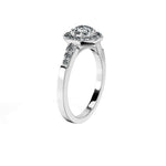 Anillo De Compromiso Halo Diamante Baguette Hal-018 Oro Blanco 18K Asscher 0.25 Diamante Cultivado en Laboratorio