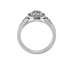Anillo De Compromiso Halo Diamante Baguette Hal-018 Platino Radiante 0.15 Diamante Cultivado en Laboratorio