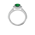 Anillo De Compromiso Halo Esmeralda Floral Hal-008 Platino Redondo 1 Esmeralda Natural