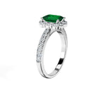 Anillo De Compromiso Halo Esmeralda Floral Hal-008 Oro Blanco 18K Esmeralda 1 Esmeralda Natural