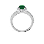 Anillo De Compromiso Halo Esmeralda Floral Hal-008 Oro Blanco 18K Esmeralda 1 Esmeralda Natural