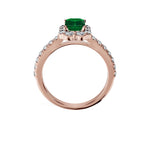 Anillo De Compromiso Halo Esmeralda Floral Hal-008 Oro Rosado 18K Esmeralda 1.5 Esmeralda Natural