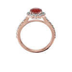 Anillo De Compromiso Halo Rubi Floral Hal-008 Oro Rosado 18K Redondo 1 Rubi Natural
