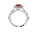 Anillo De Compromiso Halo Rubi Floral Hal-008 Platino Redondo 1 Rubi Natural