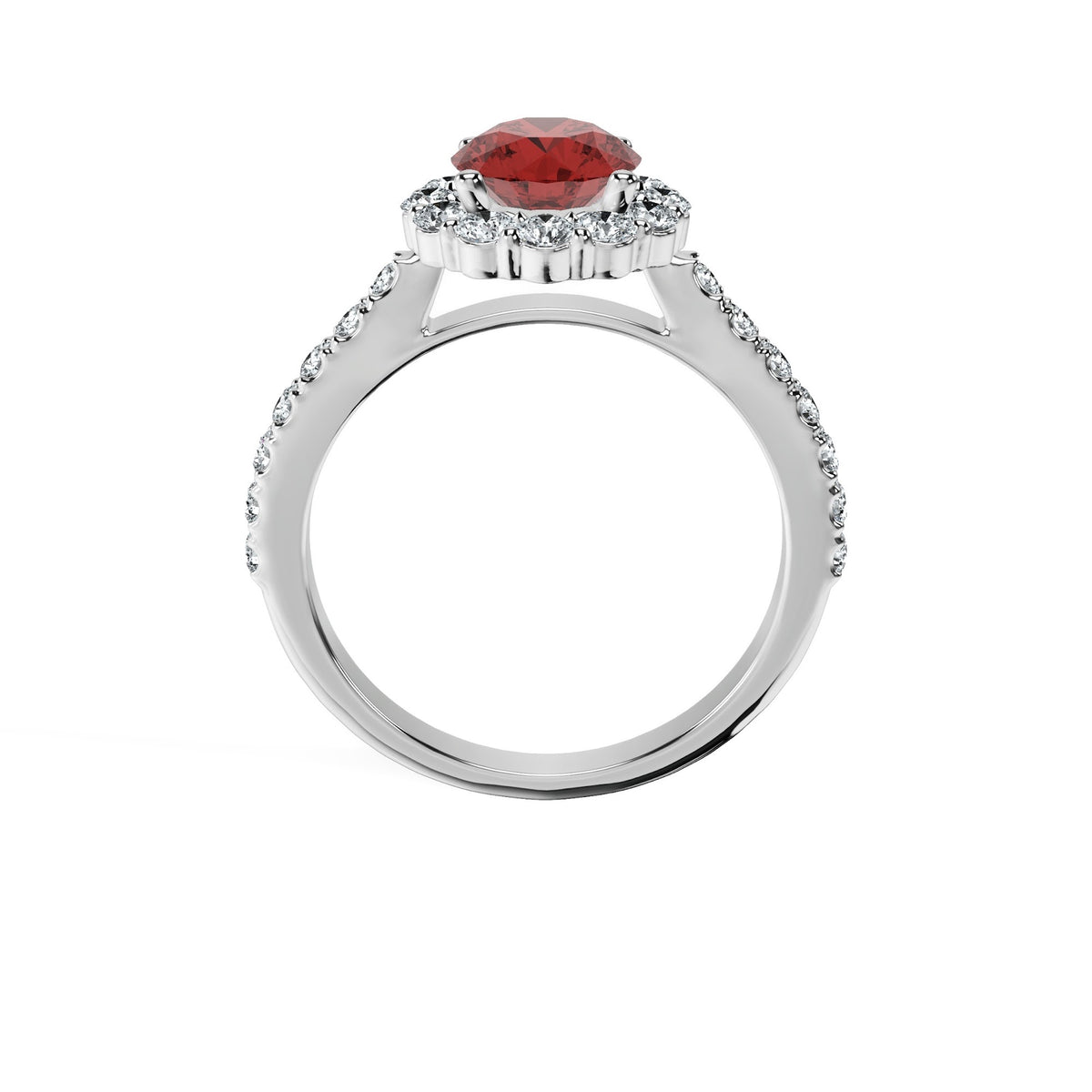 Anillo De Compromiso Halo Rubi Floral Hal-008 Platino Redondo 1 Rubi Natural
