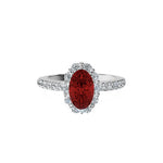 Anillo De Compromiso Halo Rubi Floral Hal-008 Platino Oval 1 Rubi Natural