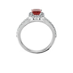Anillo De Compromiso Halo Rubi Floral Hal-008 Platino Esmeralda 1 Rubi Natural