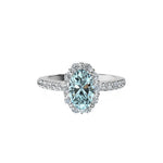 Anillo De Compromiso Halo Aguamarina Floral Hal-008 Oro Blanco 18K Oval 1 Aguamarina Natural