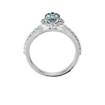 Anillo De Compromiso Halo Aguamarina Floral Hal-008 Oro Blanco 18K Oval 1 Aguamarina Natural
