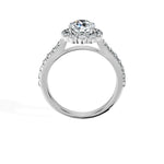 Anillo De Compromiso Halo Diamante Floral Hal-008 Oro Amarillo 18K Redondo 0.2 Diamante Cultivado en Laboratorio