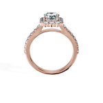 Anillo De Compromiso Halo Diamante Floral Hal-008 Oro Rosado 18K Asscher 0.35 Diamante Cultivado en Laboratorio