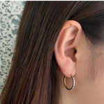 Aros Argolla Bicolor Oro 18K Mujer