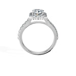 Anillo De Compromiso Halo Diamante Floral Hal-008 Oro Amarillo 18K Radiante 0.25 Diamante Cultivado en Laboratorio