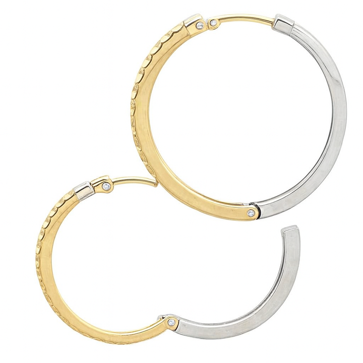Aros Argolla Bicolor Oro 18K Mujer