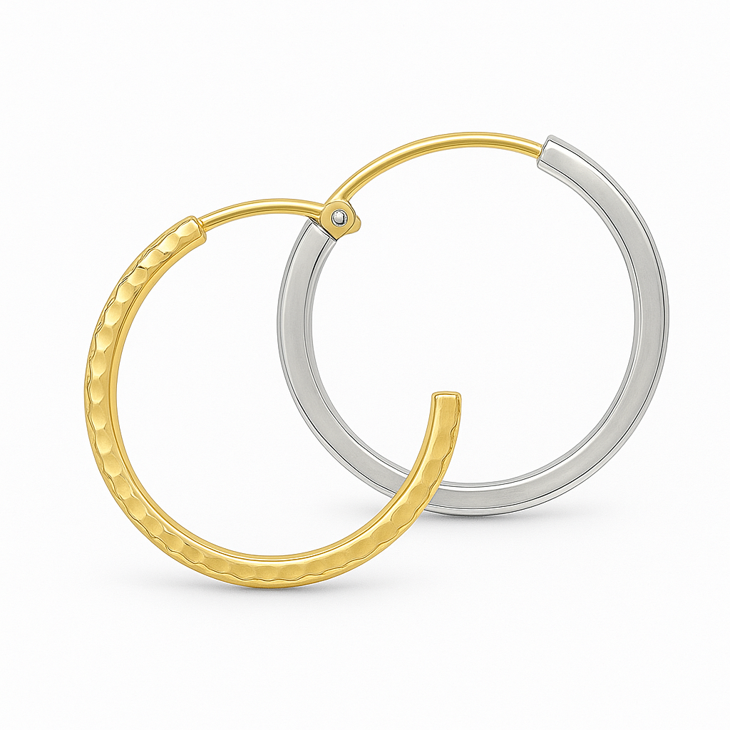 Aros Argolla Bicolor Oro 18K Mujer