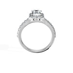 Anillo De Compromiso Halo Diamante Floral Hal-008 Platino Esmeralda 0.25 Diamante Cultivado en Laboratorio