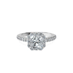 Anillo De Compromiso Halo Diamante Floral Hal-008 Platino Radiante 0.15 Diamante Cultivado en Laboratorio