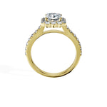 Anillo De Compromiso Halo Diamante Floral Hal-008 Oro Rosado 18K Radiante 0.2 Diamante Cultivado en Laboratorio