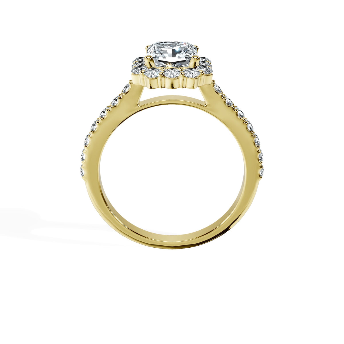 Anillo De Compromiso Halo Diamante Floral Hal-008 Oro Rosado 18K Radiante 0.2 Diamante Cultivado en Laboratorio