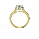 Anillo De Compromiso Halo Diamante Floral Hal-008 Oro Amarillo 18K Princesa 0.4 Diamante Cultivado en Laboratorio