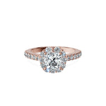 Anillo De Compromiso Halo Diamante Floral Hal-008 Oro Blanco 18K Pera 0.35 Diamante Cultivado en Laboratorio