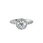 Anillo De Compromiso Halo Diamante Floral Hal-008 Platino Redondo 0.25 Diamante Cultivado en Laboratorio