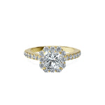 Anillo De Compromiso Halo Diamante Floral Hal-008 Oro Rosado 18K Radiante 0.15 Diamante Cultivado en Laboratorio