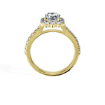 Anillo De Compromiso Halo Diamante Floral Hal-008 Oro Amarillo 18K Asscher 0.35 Diamante Cultivado en Laboratorio