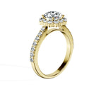 Anillo De Compromiso Halo Diamante Floral Hal-008 Oro Amarillo 18K Asscher 0.2 Diamante Cultivado en Laboratorio