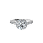 Anillo De Compromiso Halo Diamante Floral Hal-008 Platino Cojin 0.35 Diamante Cultivado en Laboratorio