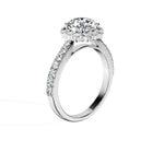 Anillo De Compromiso Halo Diamante Floral Hal-008 Oro Blanco 18K Asscher 0.5 Diamante Natural